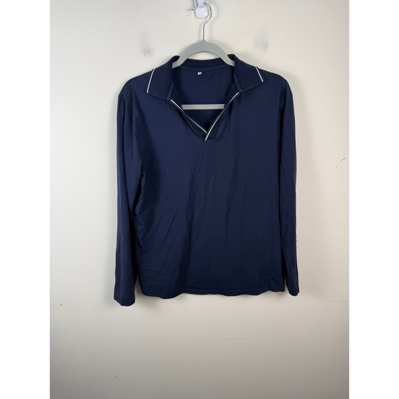 State And Liberty Other - State and Liberty Mens Buttonless Long Sleeve Polo Navy Blue Athletic Fit Size M